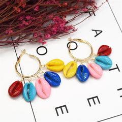 Bright-Tone Shell & 18K Gold-Plated Hoop Earrings