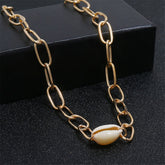 Shell & 18K Gold-Plated Figaro Chain Choker Necklace