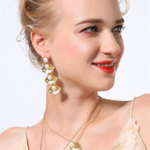 Pearl & 18K Gold-Plated Linking Seashell Drop Earrings
