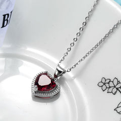Rose Crystal & Silver-Plated Heart Halo Pendant Necklace