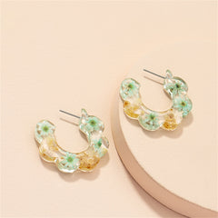 Pressed Flower & Silver-Plated Flower Huggie Earrings