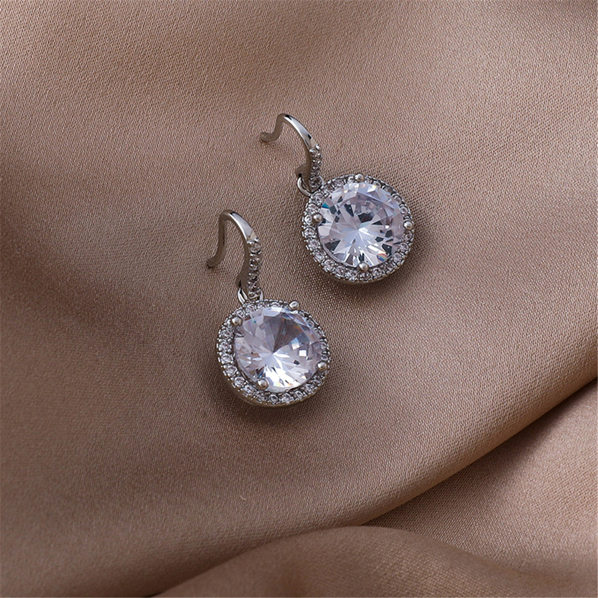 SK Clear Crystal and Cubic Zirconia Hola Drop Earrings, drop earrings for women, elegant gift for her, detail close-up