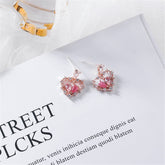 Cat's Eye & Crystal Cubic Zirconia Heart Drop Earrings