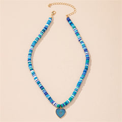 Blue Polymer Clay & 18K Gold-Plated Heart Pendant Necklace