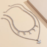 Silver-Plated 'Crazy' Angel Pendant Necklace Set