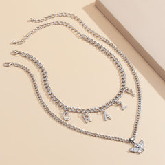 Silver-Plated 'Crazy' Angel Pendant Necklace Set