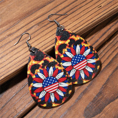 Red & White Polystyrene Stars & Stripes Sunflower Drop Earrings