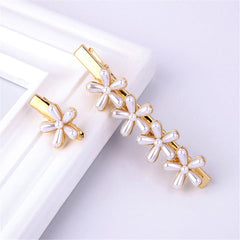 Pearl & 18K Gold-Plated Flower Hair Clip Set