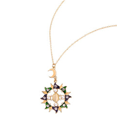 Pearl & Cat'S Eye 18K Gold-Plated Sun Pendant Necklace