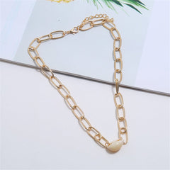Shell & 18K Gold-Plated Figaro Chain Choker Necklace