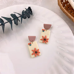 Pink Polymer Clay & 18K Gold-Plated Starfish Rectangle-Drop Earrings