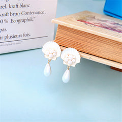 Pearl & Silver-Plated Seashell Drop Earrings