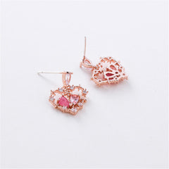 Cat's Eye & Crystal Cubic Zirconia Heart Drop Earrings