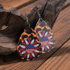 Red & White Polystyrene Stars & Stripes Sunflower Drop Earrings