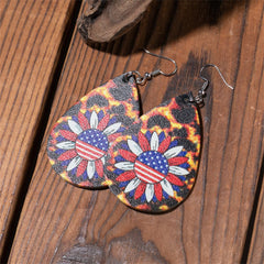 Red & White Polystyrene Stars & Stripes Sunflower Drop Earrings