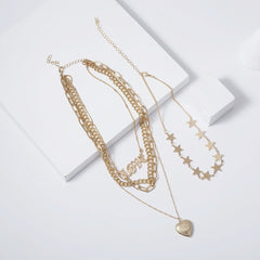 18K Gold-Plated Star Station Layered Necklace Set