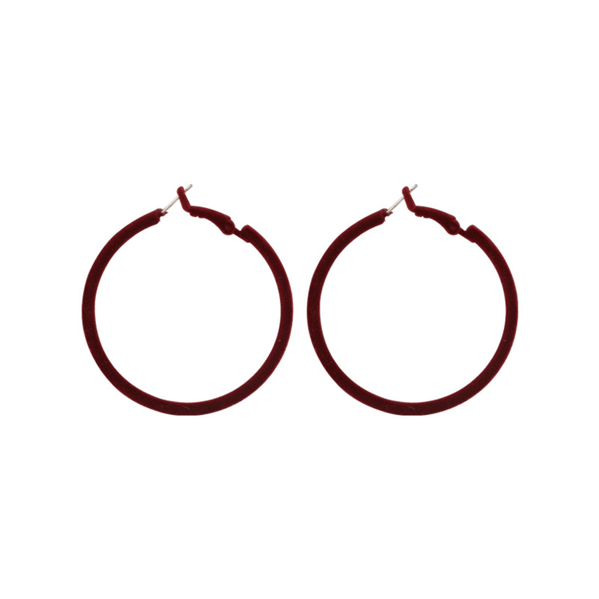Wine Red Hoop Earrings, botanical inspired, side view
