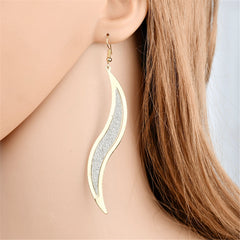 Two-Tone Frosted Salix Leaf Drop Earrings