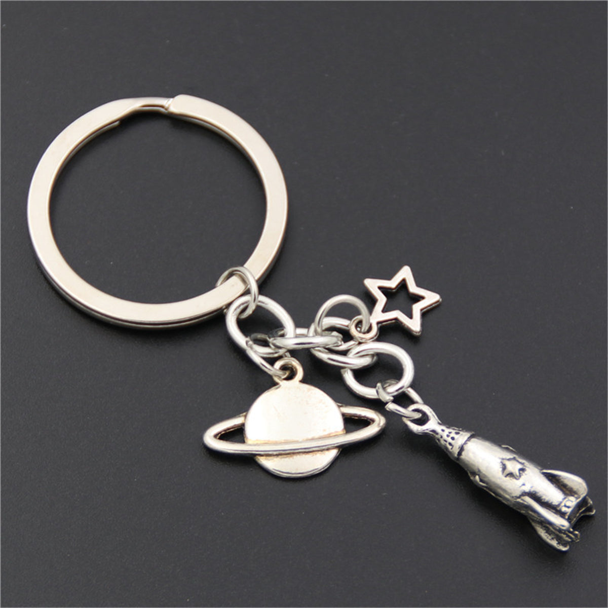 Silver-Plated Rocket Key Chain
