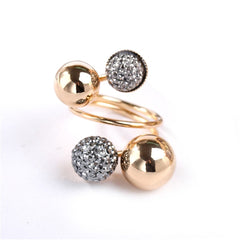 Gray & 18k Gold-Plated Adjustable Flower Ball Ring - streetregion