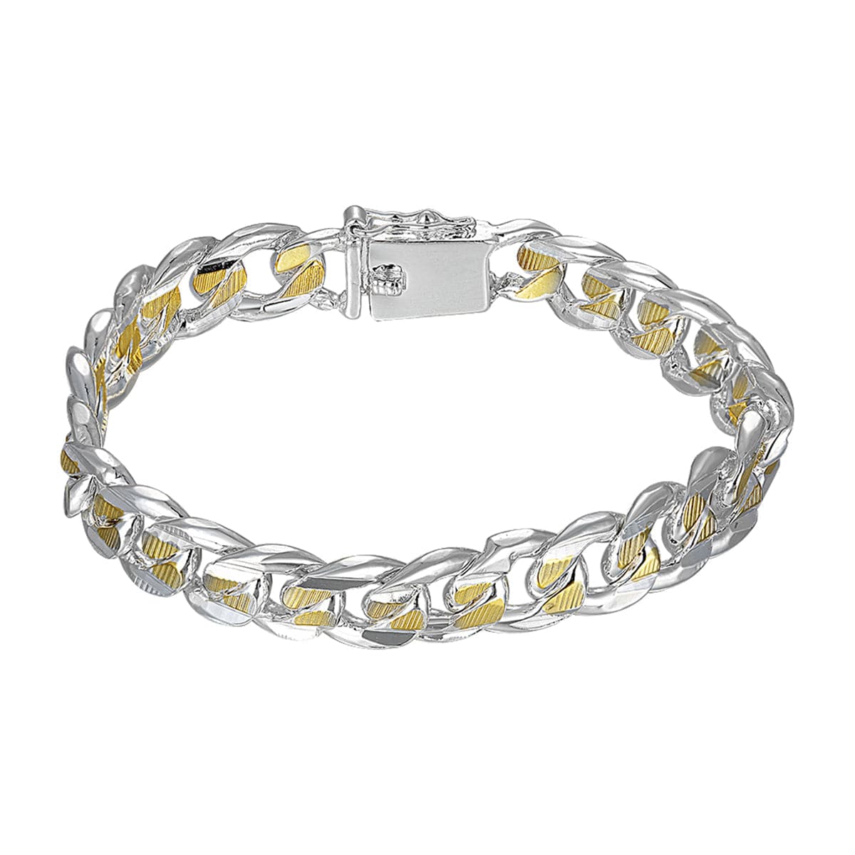 Silver-Plated & 18k Gold-Plated Link Bracelet - streetregion