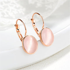 Cat's Eye & 18K Rose Gold-Plated Lever-Back Earrings