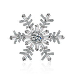 Cubic Zirconia & Crystal Silver-Plated Snowflake Brooch