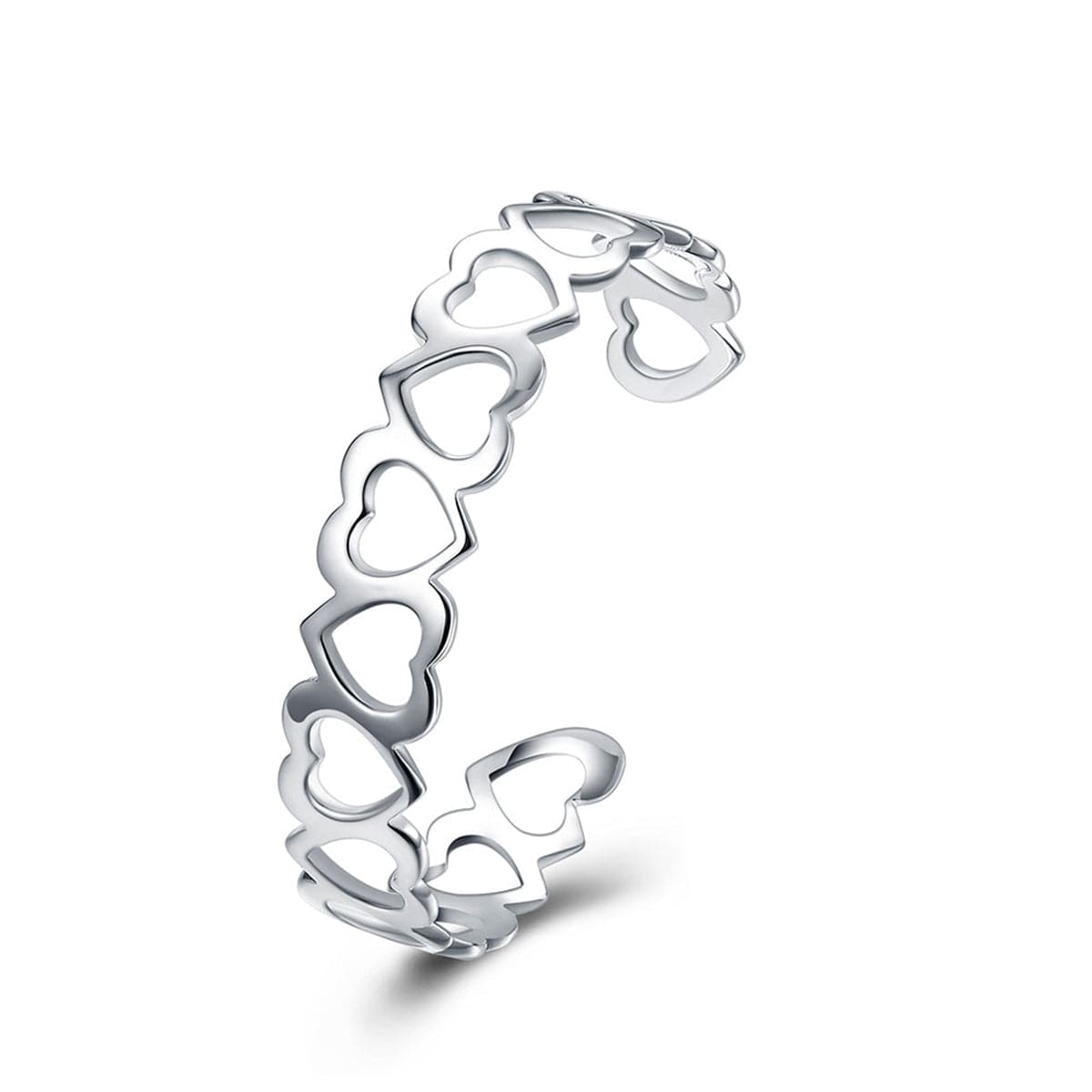 Silver-Plated Linking Hollow Heart Cuff - streetregion