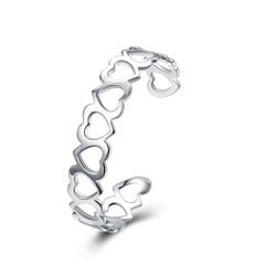 Silver-Plated Linking Hollow Heart Cuff - streetregion