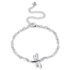 Silver-Plated Dragonfly Anklet