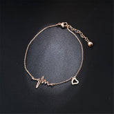 18K Rose Gold-Plated Electrocardiogram & Heart Anklet