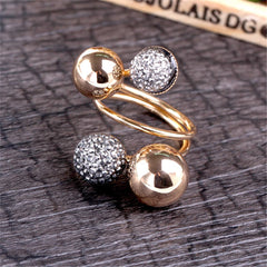 Gray & 18k Gold-Plated Adjustable Flower Ball Ring - streetregion