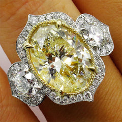 Yellow Crystal & Cubic Zirconia Floral Ring