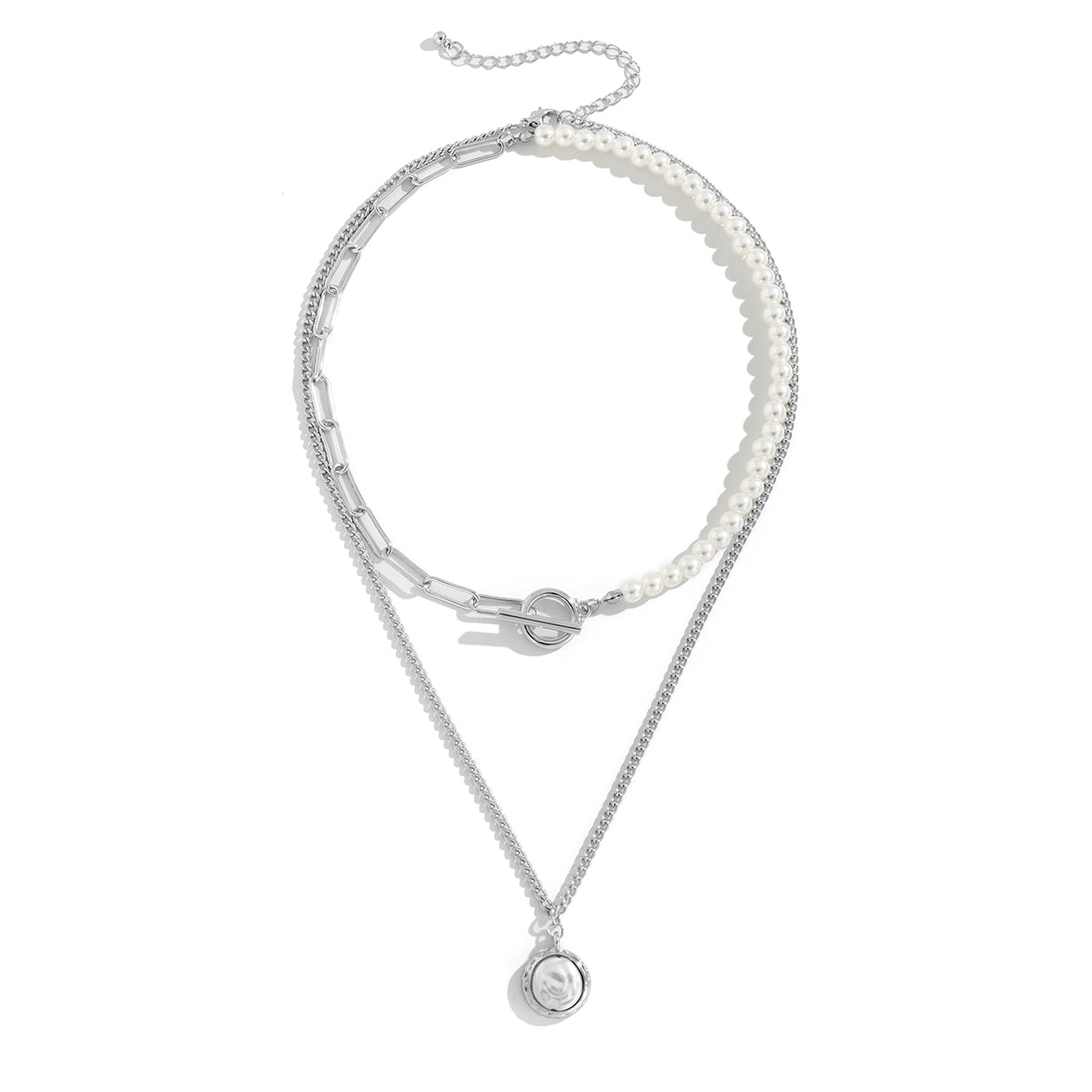 Pearl and Silver-Plated Necklace Set, jewelry gift sets for women, dainty minimalist design, styled look