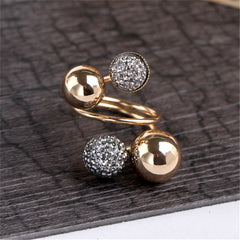 Gray & 18k Gold-Plated Adjustable Flower Ball Ring - streetregion