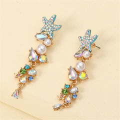 Crystal & Cubic Zirconia Starfish Drop Earrings