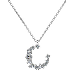 cubic zirconia & Silver-Plated Crescent Pendant Necklace - streetregion