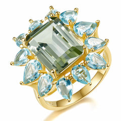 Light Blue Crystal & 18k Gold-Plated Geometry Ring - streetregion