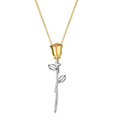 Silver-Plated & 18k Gold-Plated Rose Pendant Necklace - streetregion