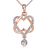 Cubic Zirconia & Rose Goldtone Crisscross-Heart Pendant Necklace - streetregion