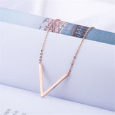 18K Rose Gold-Plated V Pendant Necklace