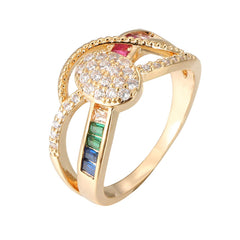 Rainbow Crystal & Cubic Zirconia Oval Ring