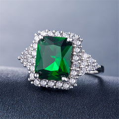 Green Crystal & cubic zirconia Radiant Cut Princess Club Ring - streetregion