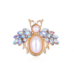 Gemstone & 18K Gold-Plated Bee Brooch