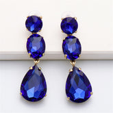 Blue Crystal & 18K Gold-Plated Teardrop Earring