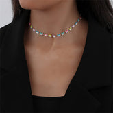 Pink Multicolor Enamel & 18K Gold-Plated Butterfly Station Necklace