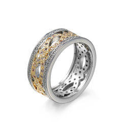 cubic zirconia & Two-Tone Band Ring - streetregion