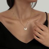 Cubic Zirconia & Enamel Butterfly Pendant Necklace
