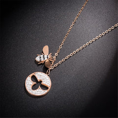 cubic zirconia & 18k Rose Gold-Plated Pendant Necklace - streetregion