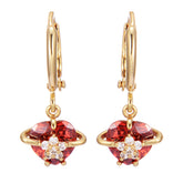 Red Crystal & Cubic Zirconia 18K Gold-Plated Heart Drop Earrings